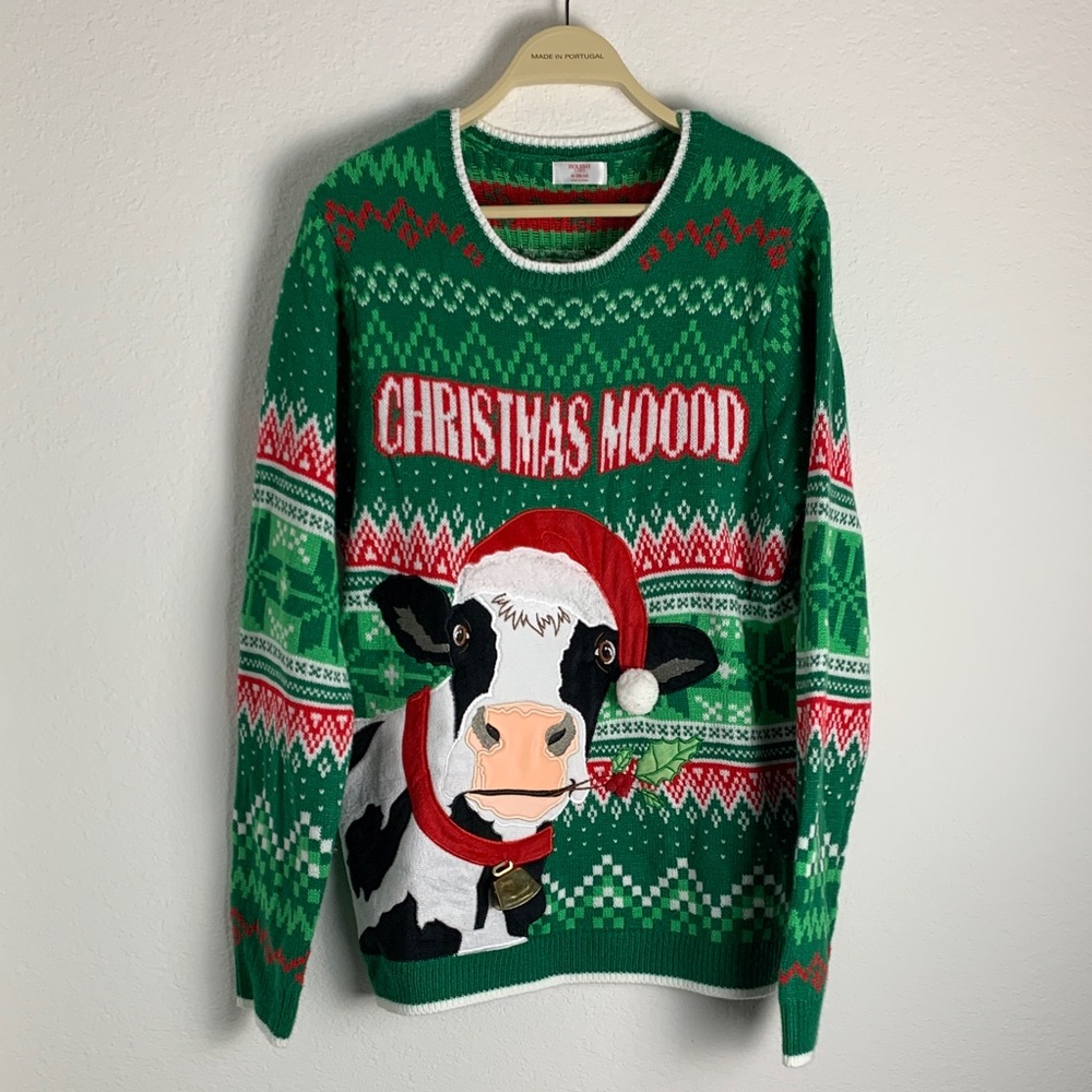 Holiday Time Green Christmas Mood Knit Sweater